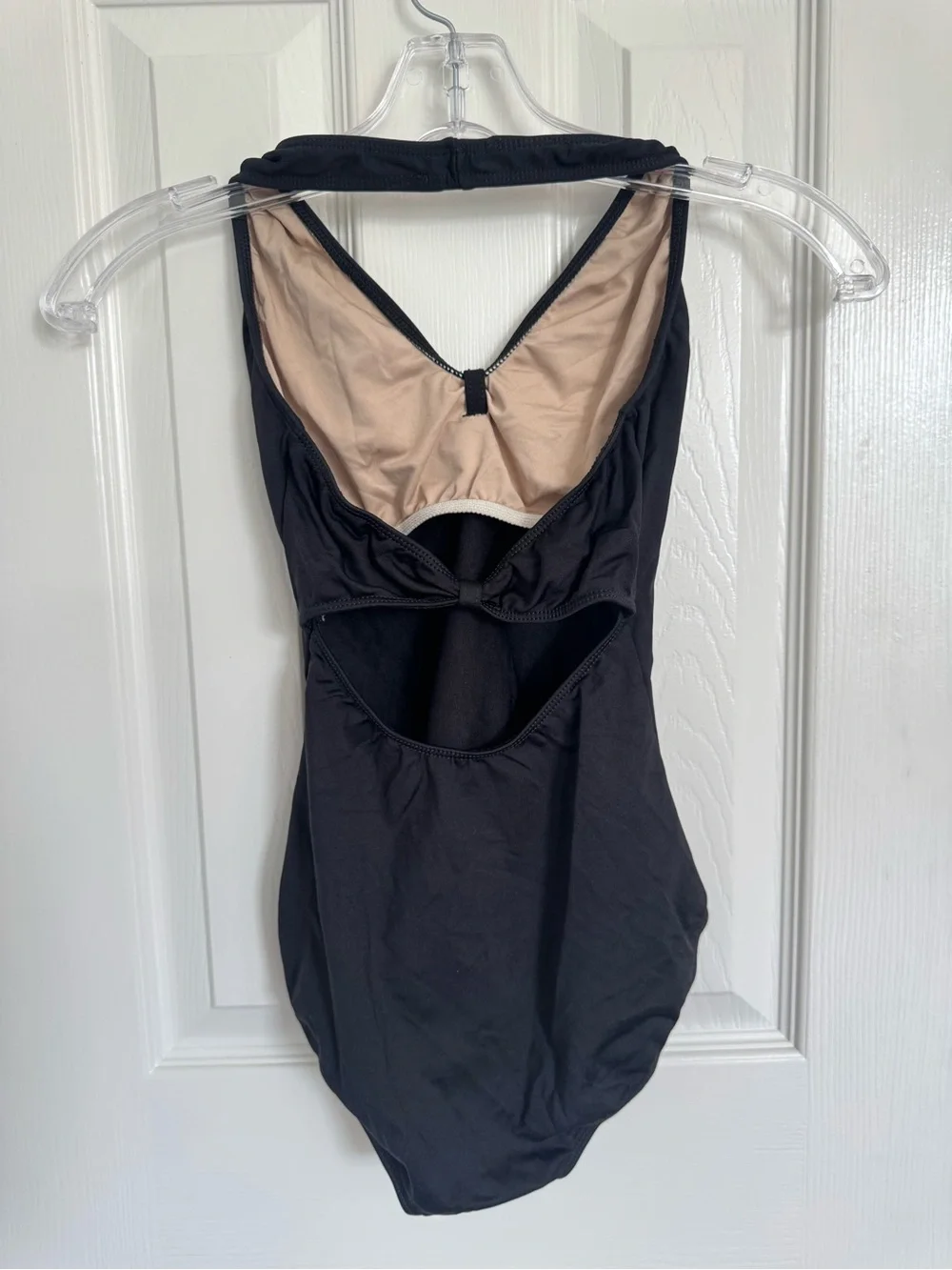 Motionwear Black Dance Halter Leotard with Pinch Details